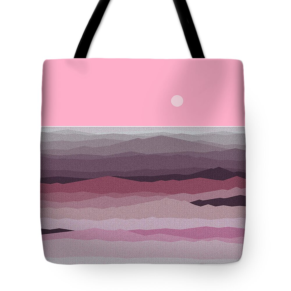 Seascape Pinks Tote Bag featuring the digital art Seascape Pinks by Val Arie