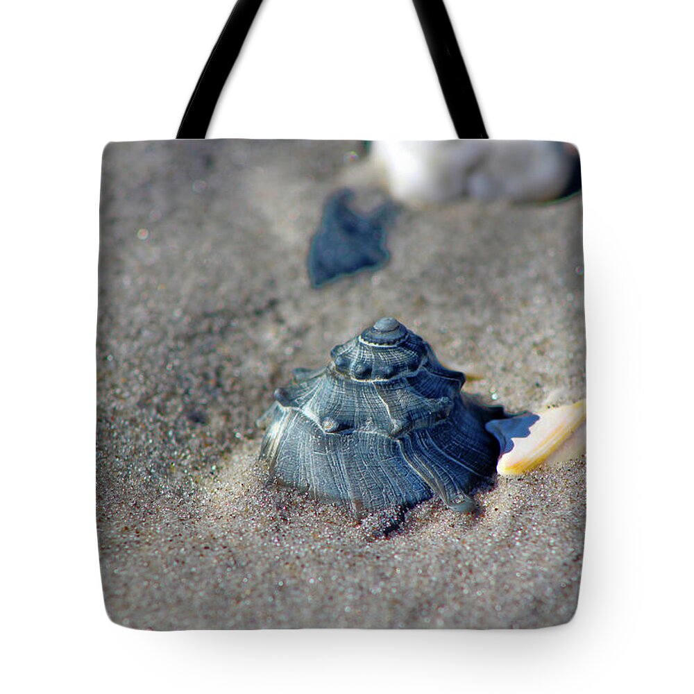 Seashell Sand Castle Tote Bag featuring the photograph Seashell Sand Castle by Linda Sannuti