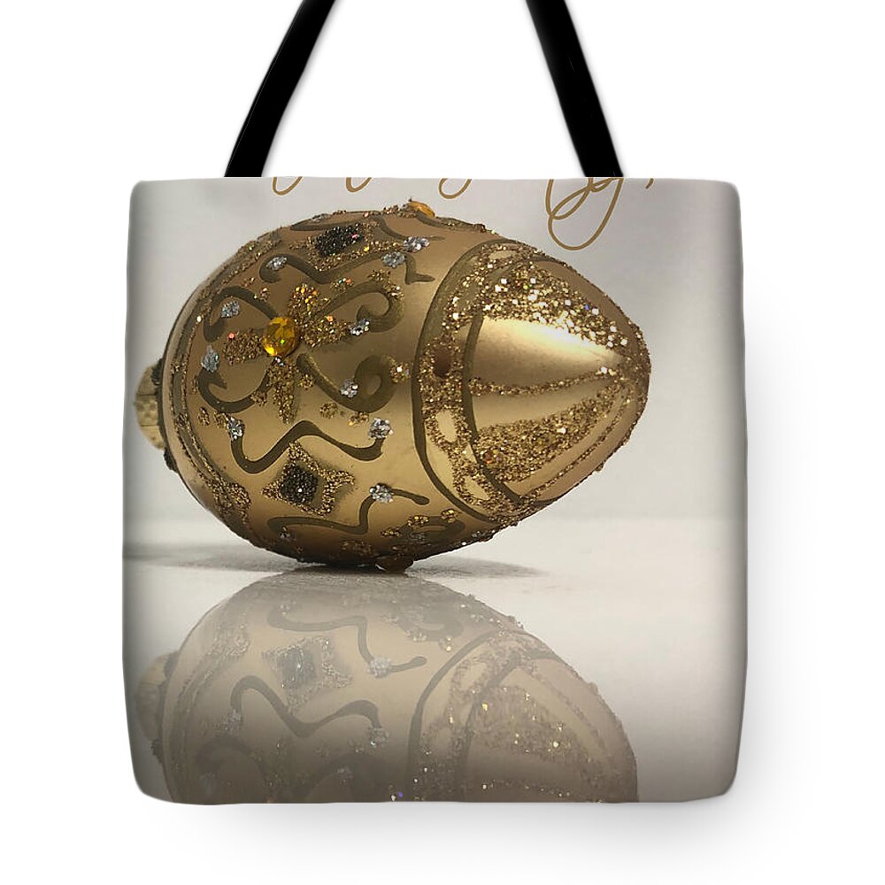 Decoration Tote Bag featuring the mixed media Season's Greetings by Moira Law