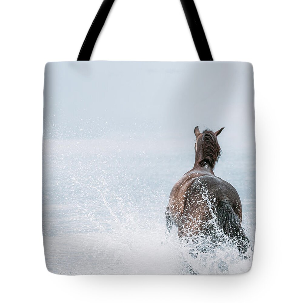 Photographs Tote Bag featuring the photograph Seaward Bound - Horse Art by Lisa Saint