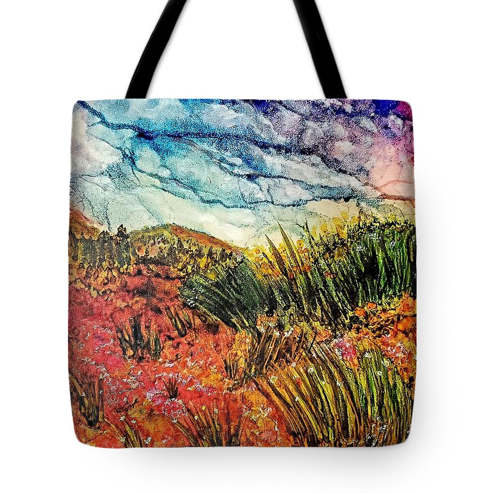 Alcohol Inks Tote Bag featuring the mixed media Secrets in the Garden by Holly Winn Willner