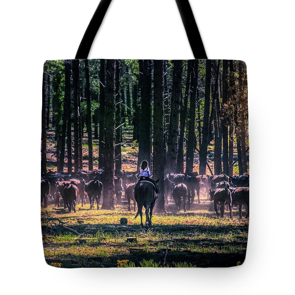 Cowgirl Tote Bag featuring the photograph Sedona cowgirl by Micah Offman