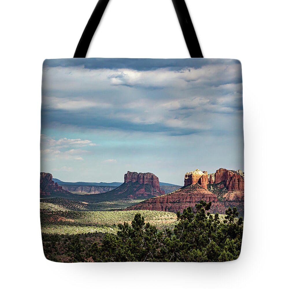 Arizona Tote Bag featuring the photograph Sedona View at Sunset by Cindy Robinson
