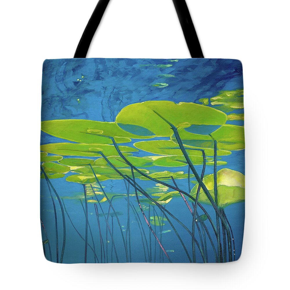 Water Lilies Tote Bag featuring the painting Seerosen, Wasser by Uwe Fehrmann