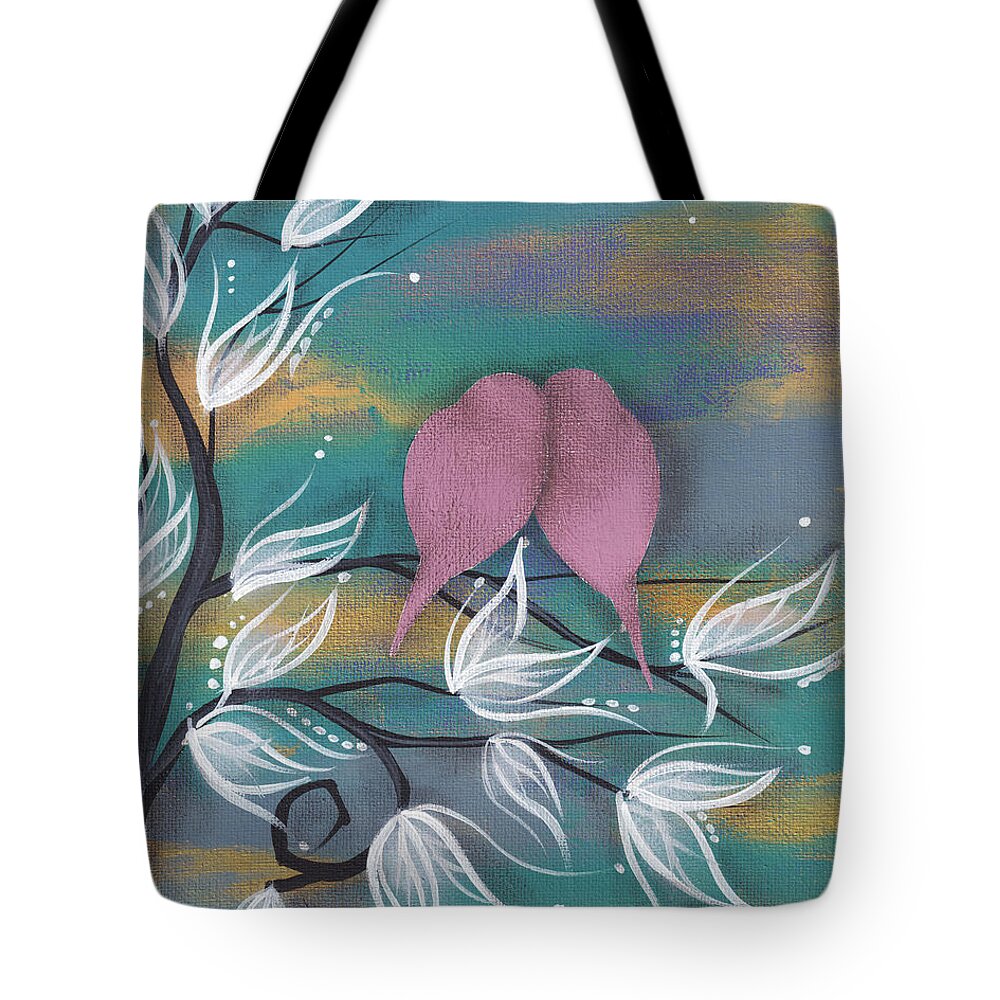 Love Birds Tote Bag featuring the painting Sempre insieme by Abril Andrade