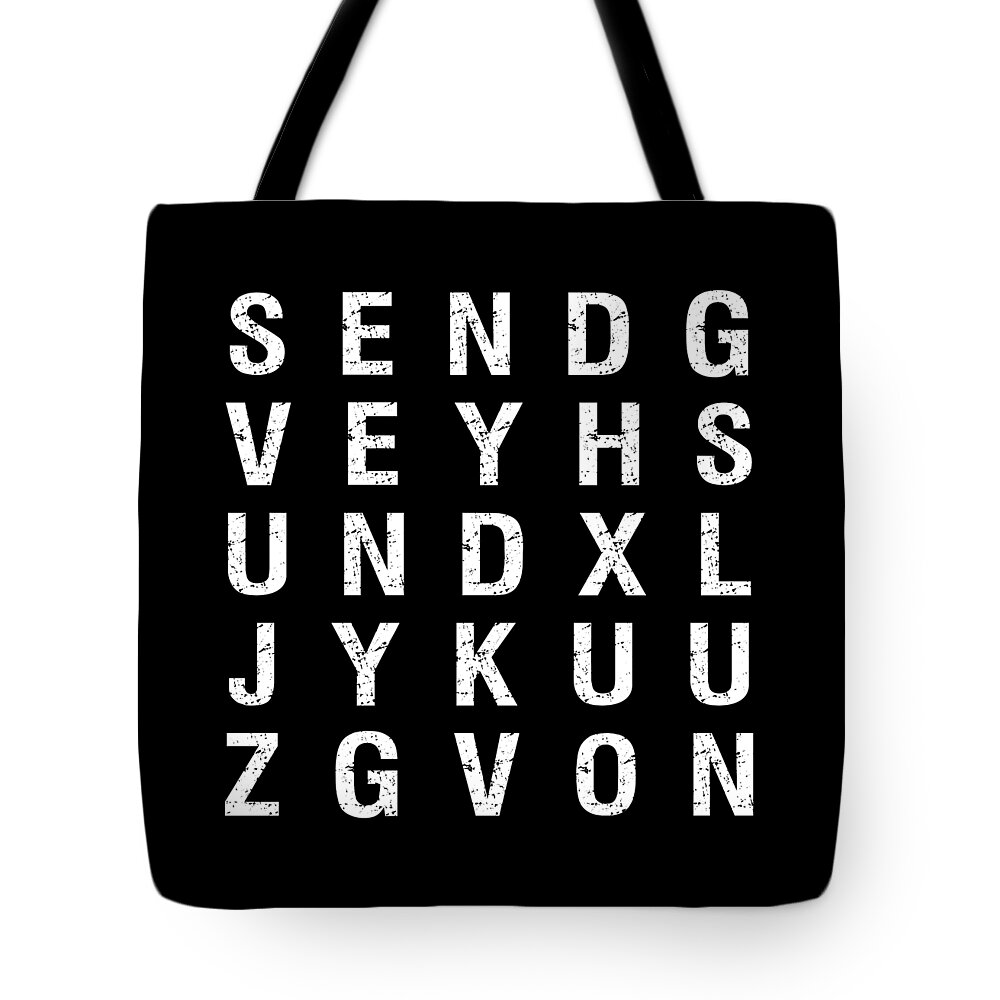 Funny Tote Bag featuring the digital art Send Nudes Word Search by Flippin Sweet Gear