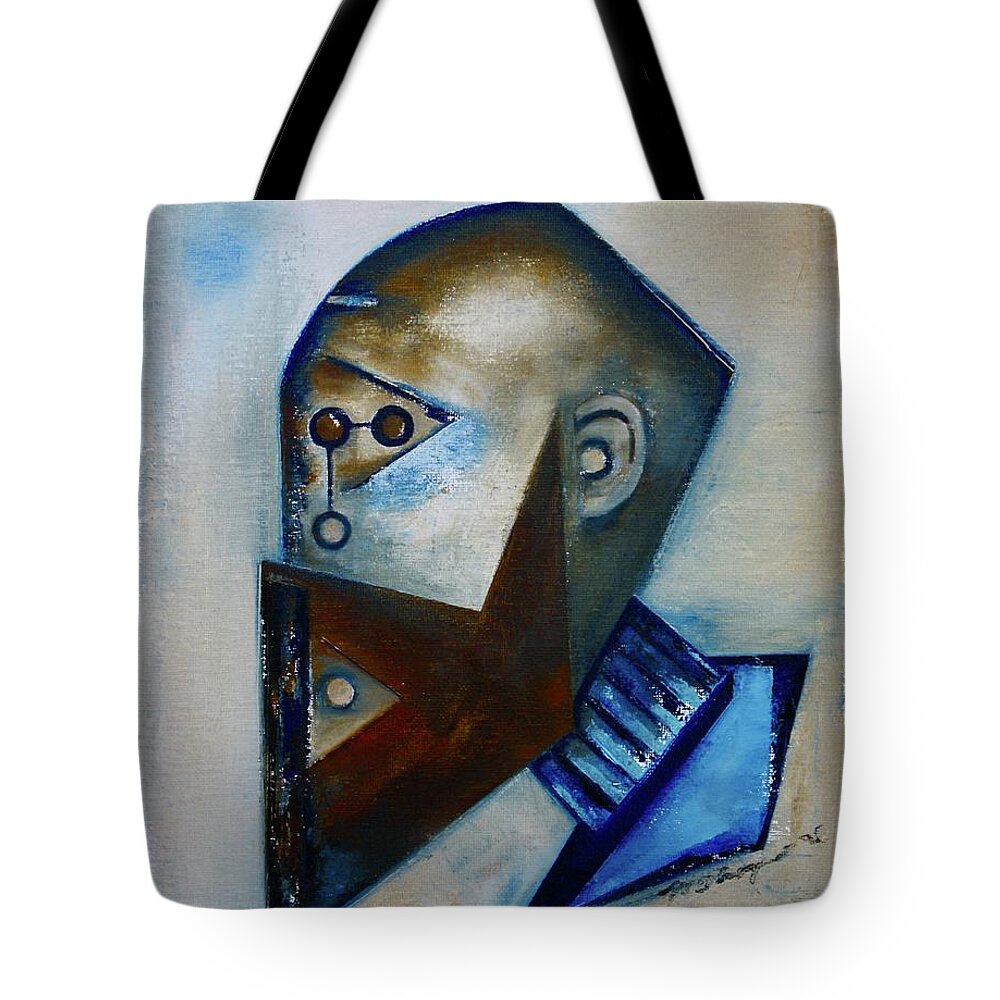 Abstract Portrait Tote Bag featuring the painting Sensory / Receipts by Martel Chapman