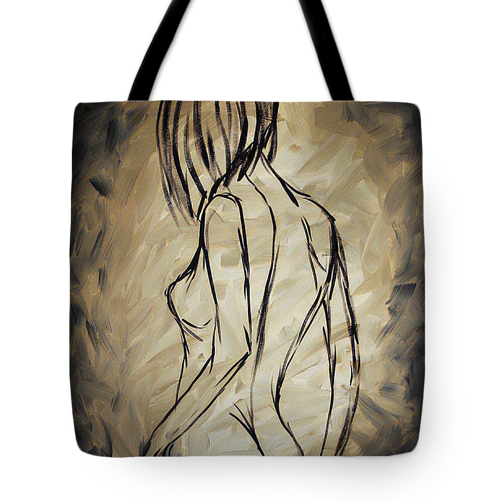 Abstract Tote Bag featuring the painting SENSUOUS Original MADART Painting by Megan Aroon