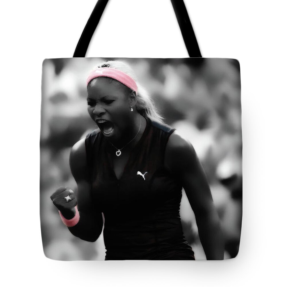 Serena Williams Tote Bag featuring the mixed media Serena Williams Ace by Brian Reaves