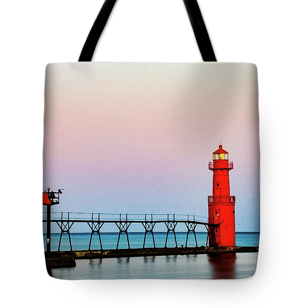 Algoma Lighthouse Lake Michigan Door County Wi Wisconsin Kewaunee County Water Kansas Detroit Green Bay Sturgeon Bay Germany France England Canada Tote Bag featuring the photograph Serendipity by Windshield Photography