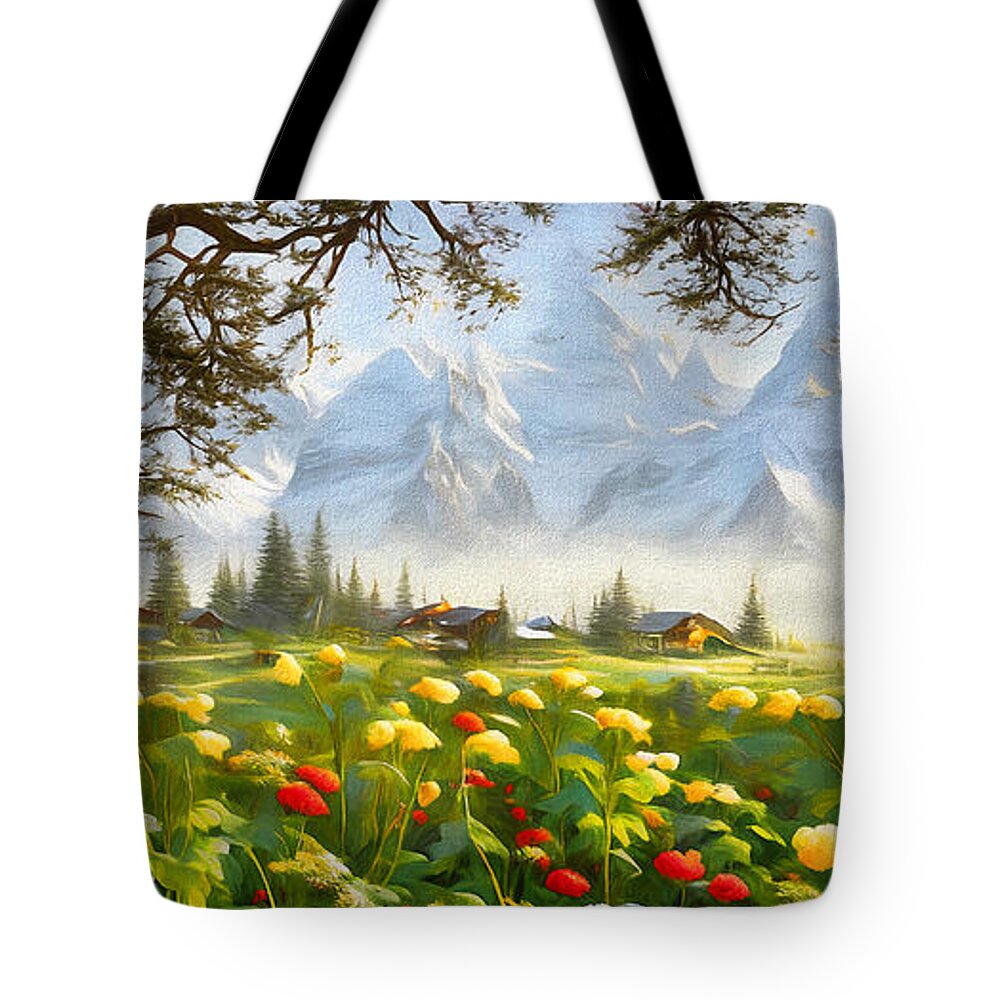 Cabins And Cottages Tote Bag featuring the digital art Serenity by Pennie McCracken