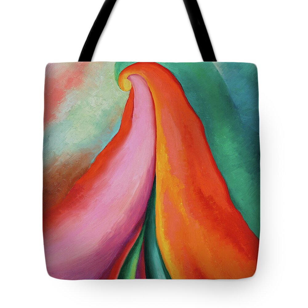 Georgia O'keeffe Tote Bag featuring the painting Series I. No 1 - Vivid colorful abstract modern painting by Georgia O'Keeffe
