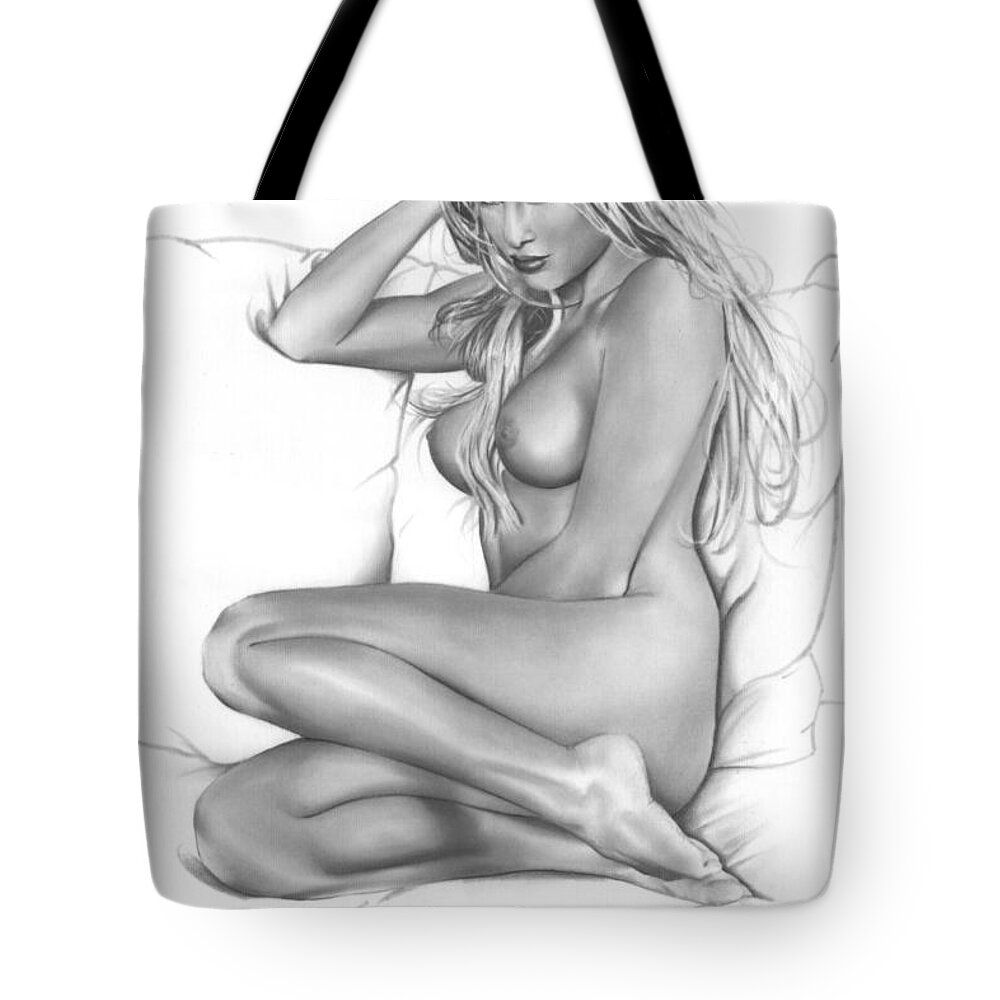 Pete Tote Bag featuring the drawing Seven Nights by Pete Tapang