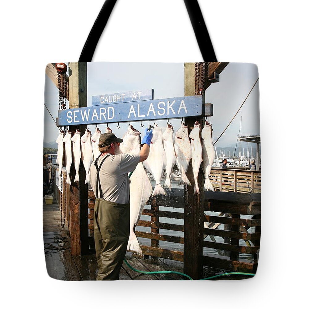 Seward Alaska Fish Caught Display Tote Bag by Chuck Kuhn - Fine