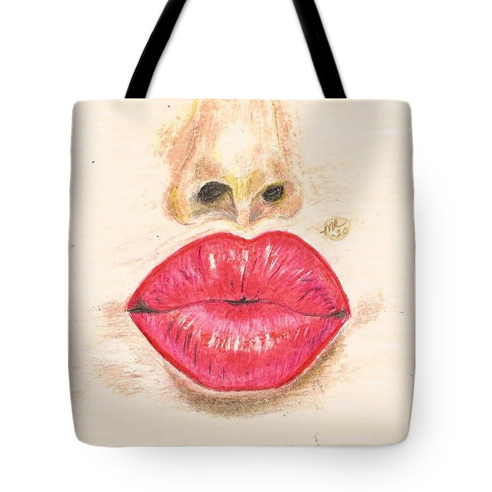 Sexy Red Lips Tote Bag featuring the painting Sexy Red Lips by Monica Resinger