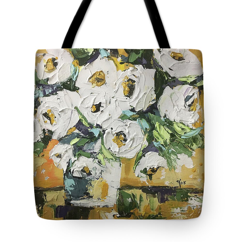 Roses Tote Bag featuring the painting Shabby Roses 3 by Roxy Rich