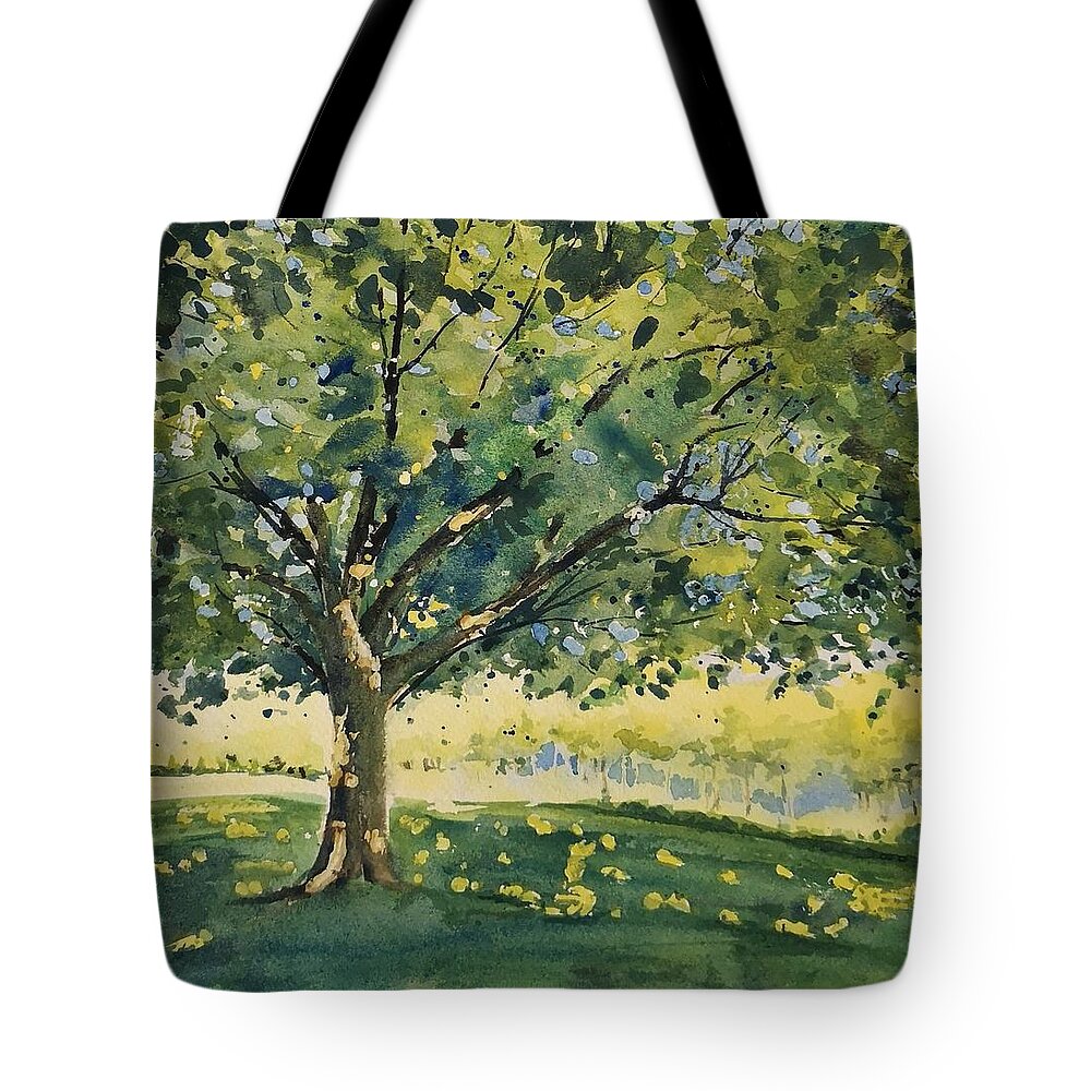 Landscape Tote Bag featuring the painting Shade Tree by Sheila Romard