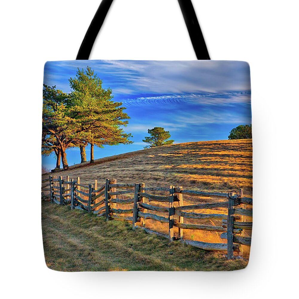 North Carolina Tote Bag featuring the photograph Shadowy Hill by Dan Carmichael