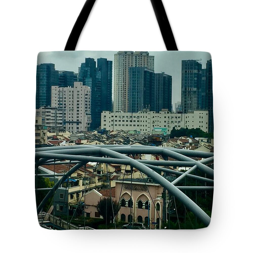 China Tote Bag featuring the photograph Shanghai View by Kerry Obrist