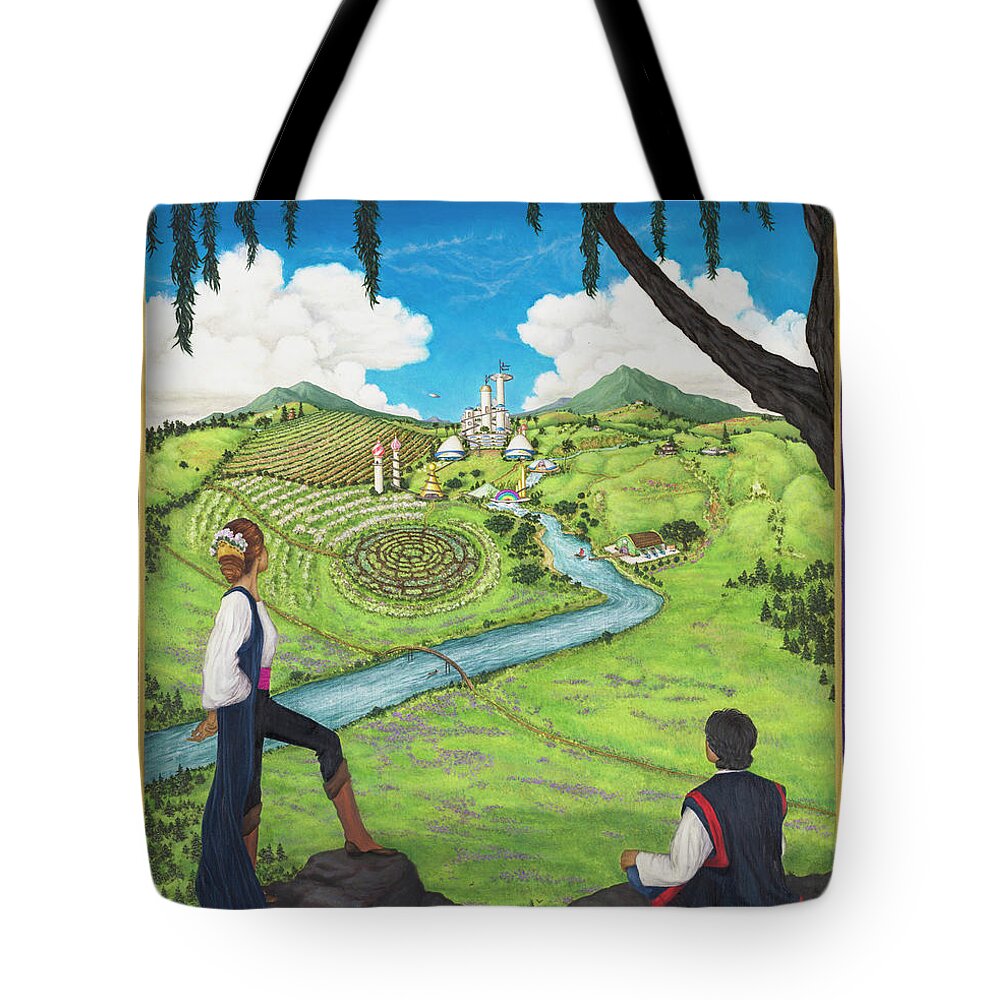 New Age Tote Bag featuring the painting Share The World by Sheilah Renaud