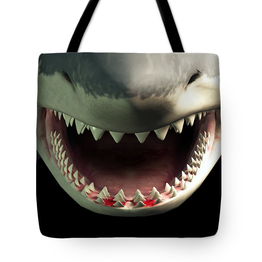 Mask Tote Bag featuring the digital art Shark Teeth by Daniel Eskridge