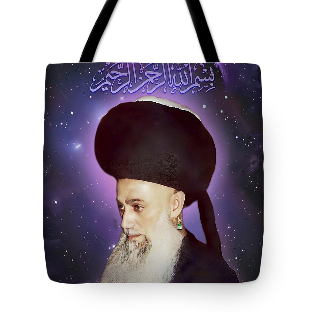  Tote Bag featuring the digital art Shaykh Nazim - celestial by Sufi Meditation Center
