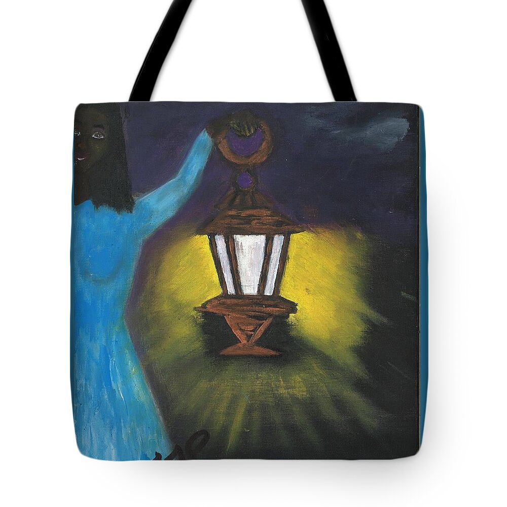 Guide Tote Bag featuring the painting She Lights The Way by Esoteric Gardens KN