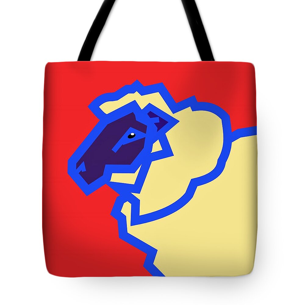 Sheep Tote Bag featuring the digital art Sheep's head by Fatline Graphic Art