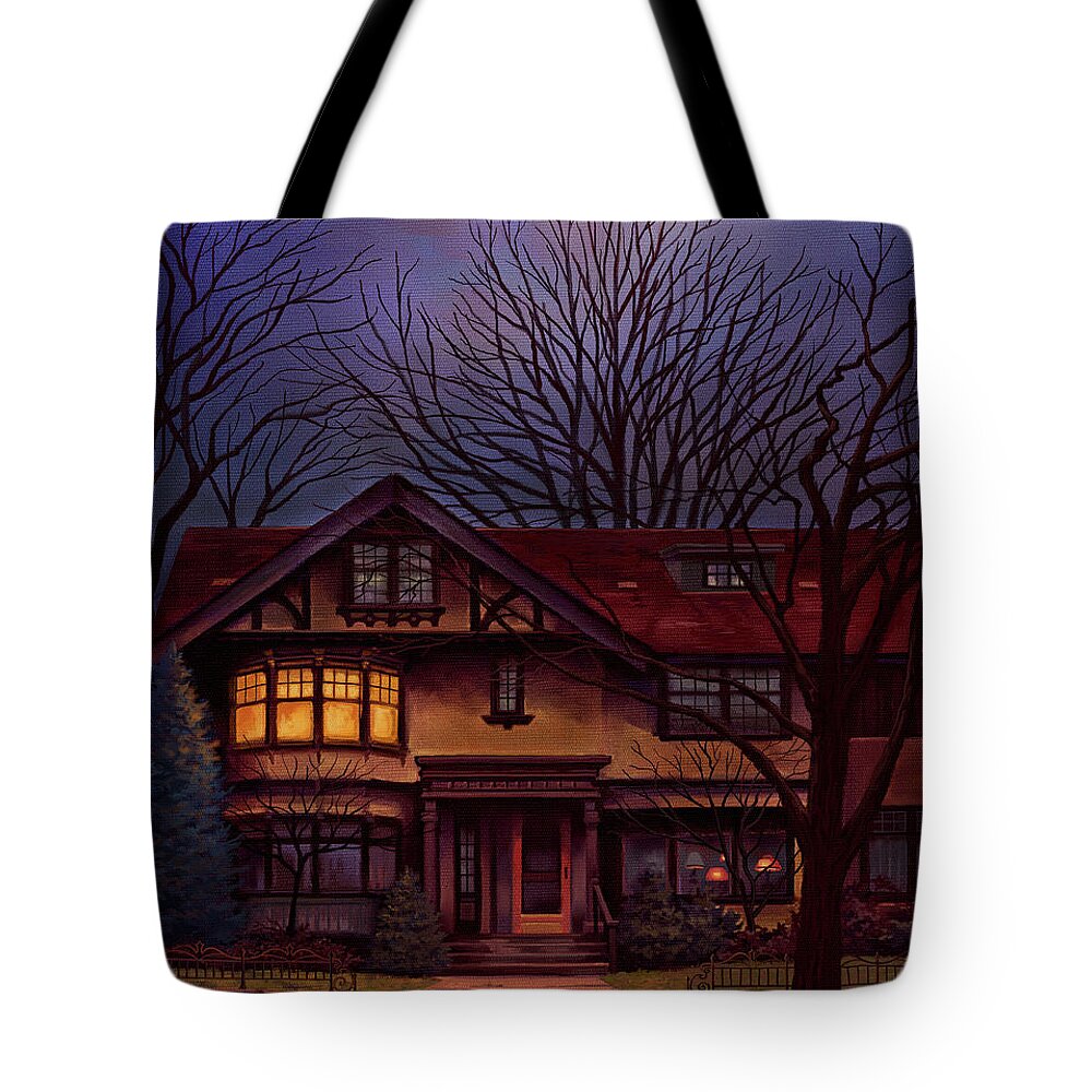 Shelter Tote Bag featuring the painting Shelter in Place by Hans Neuhart