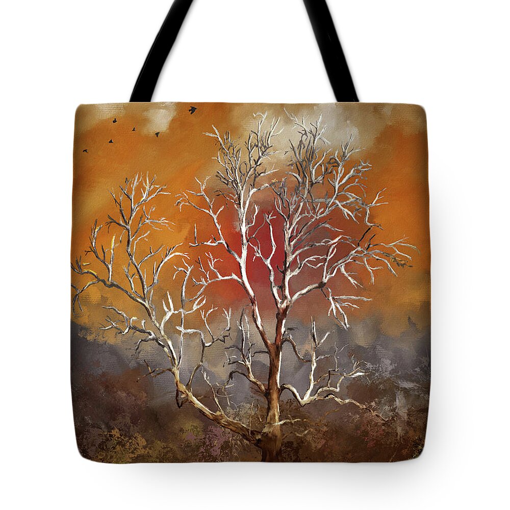 Tree Tote Bag featuring the digital art Shenandoah Dawn by Lois Bryan