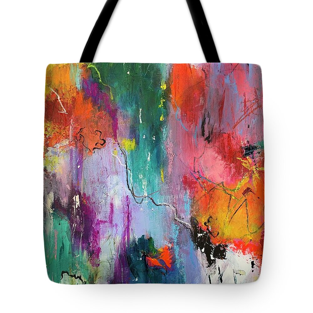 Bright Tote Bag featuring the painting Shes A Rainbow by Bonny Butler