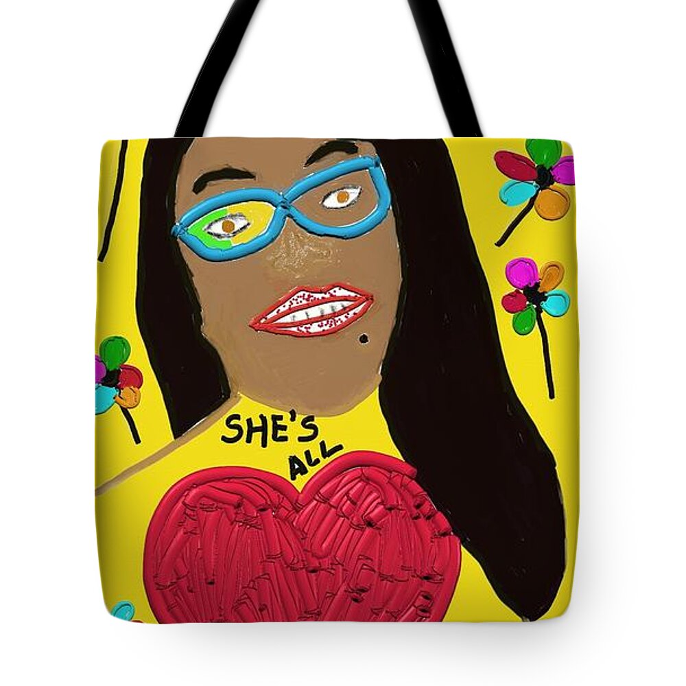  Tote Bag featuring the painting She's All Hearts And Flowers by Tony Camm