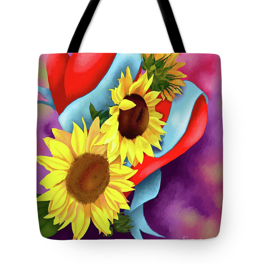 Digital Painting Tote Bag featuring the digital art Shining Love by Yenni Harrison