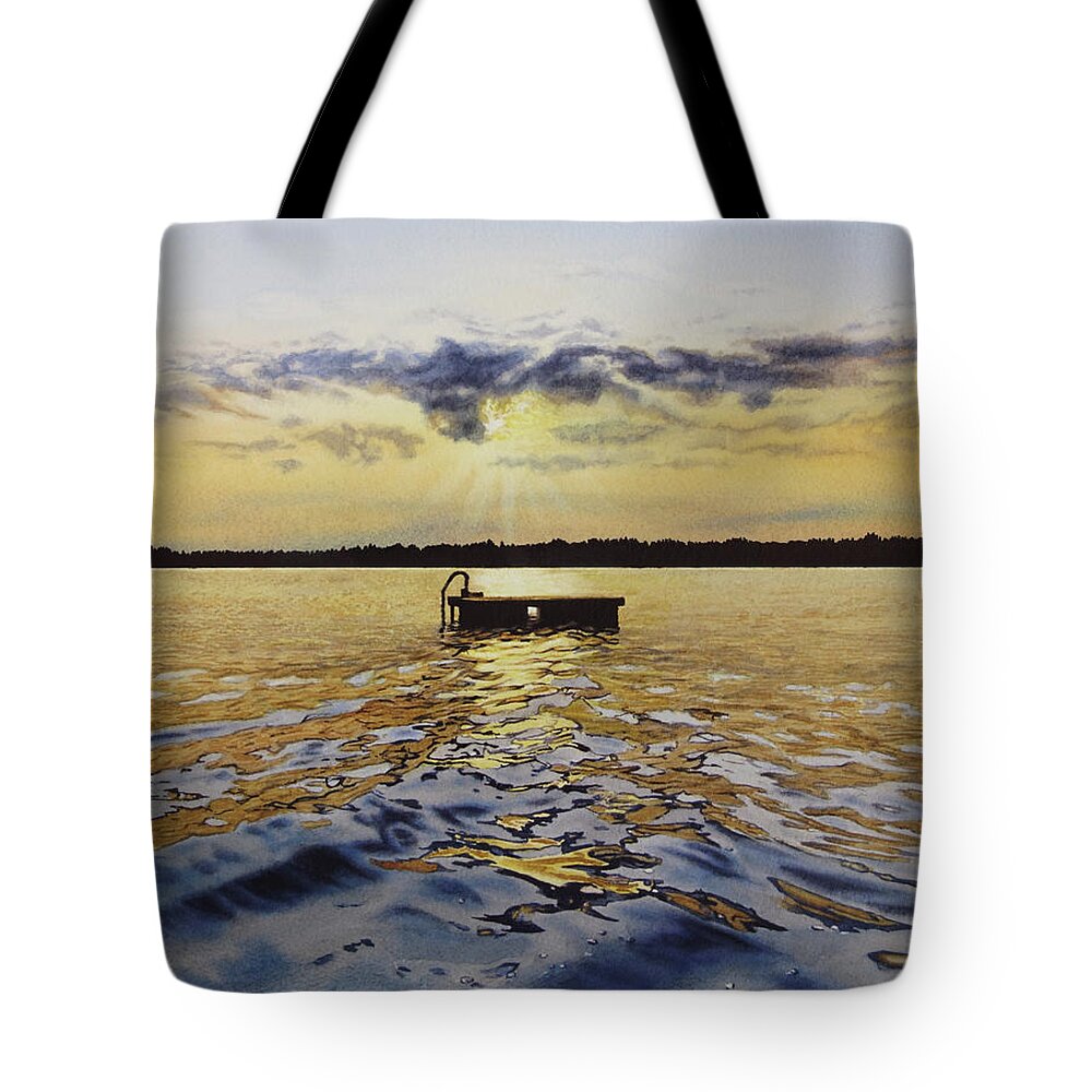 Landscape Tote Bag featuring the painting Shining Waters by Karen Richardson