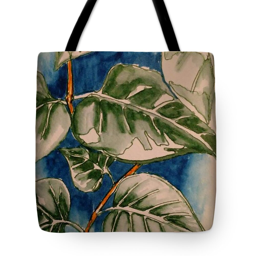 Leaves Tote Bag featuring the painting Shiny Leaves by Tammy Nara