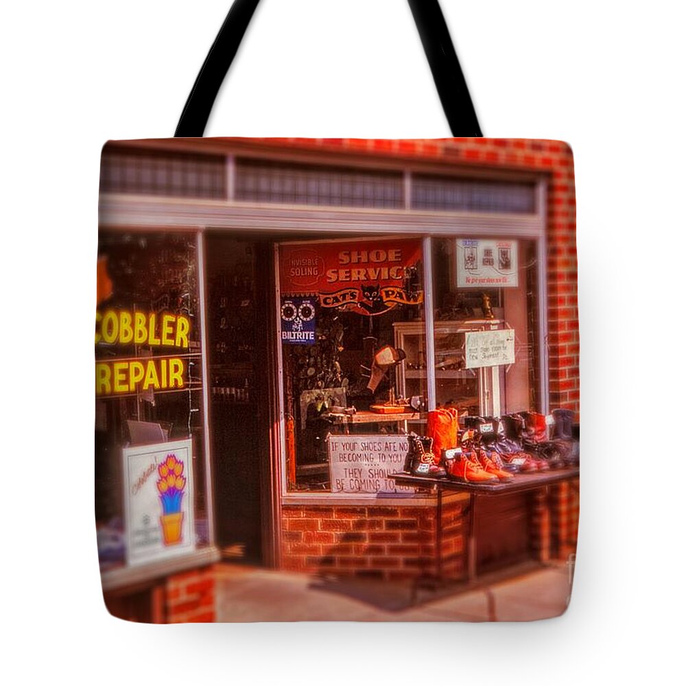  Tote Bag featuring the photograph Shoe Repair by Rodney Lee Williams
