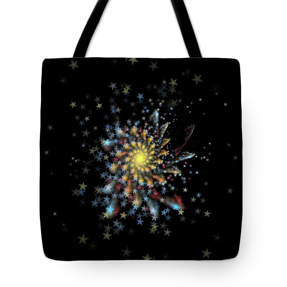 Abstract Tote Bag featuring the digital art Shooting Stars by Manpreet Sokhi