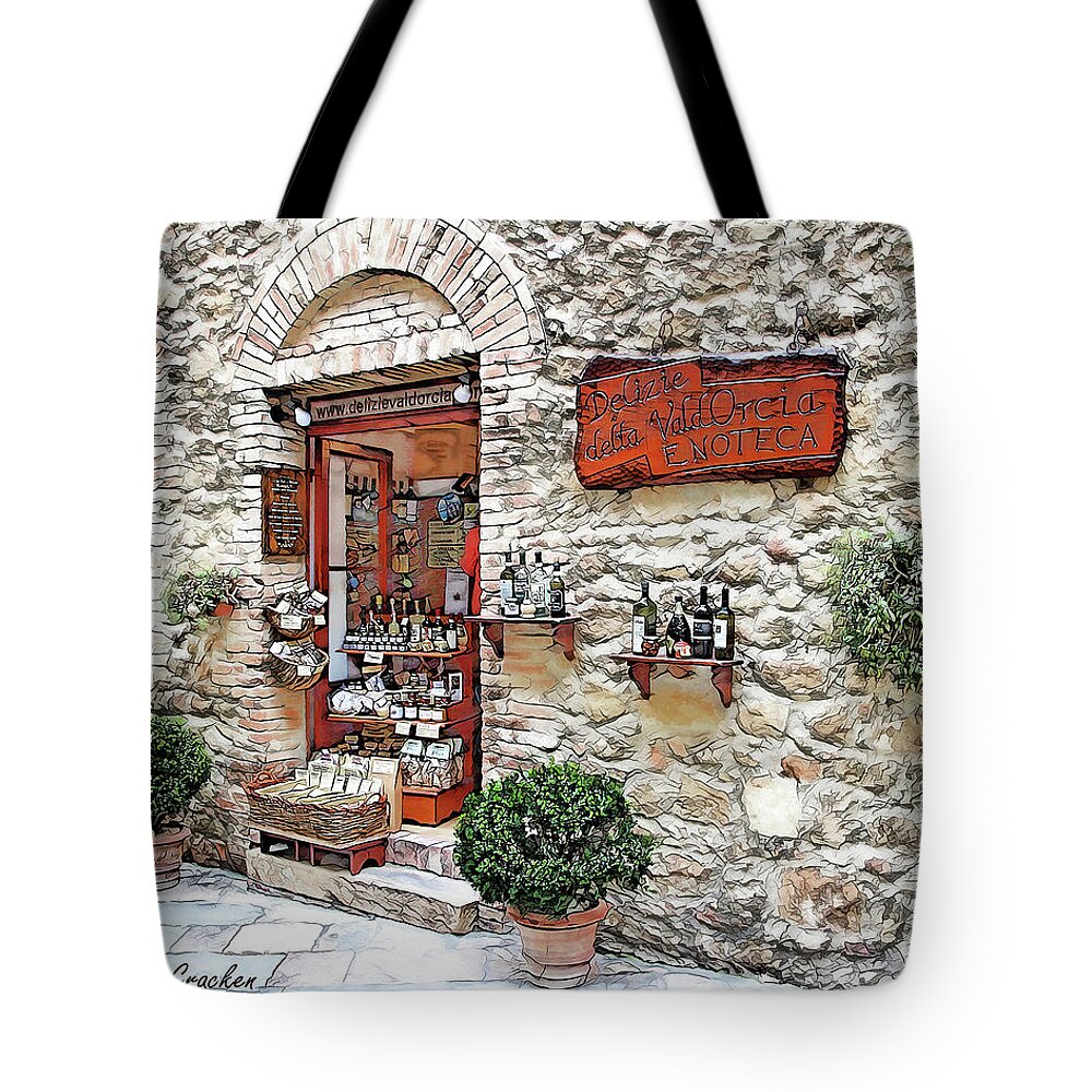 Tuscany Tote Bag featuring the digital art Shopping in Tuscany by Pennie McCracken