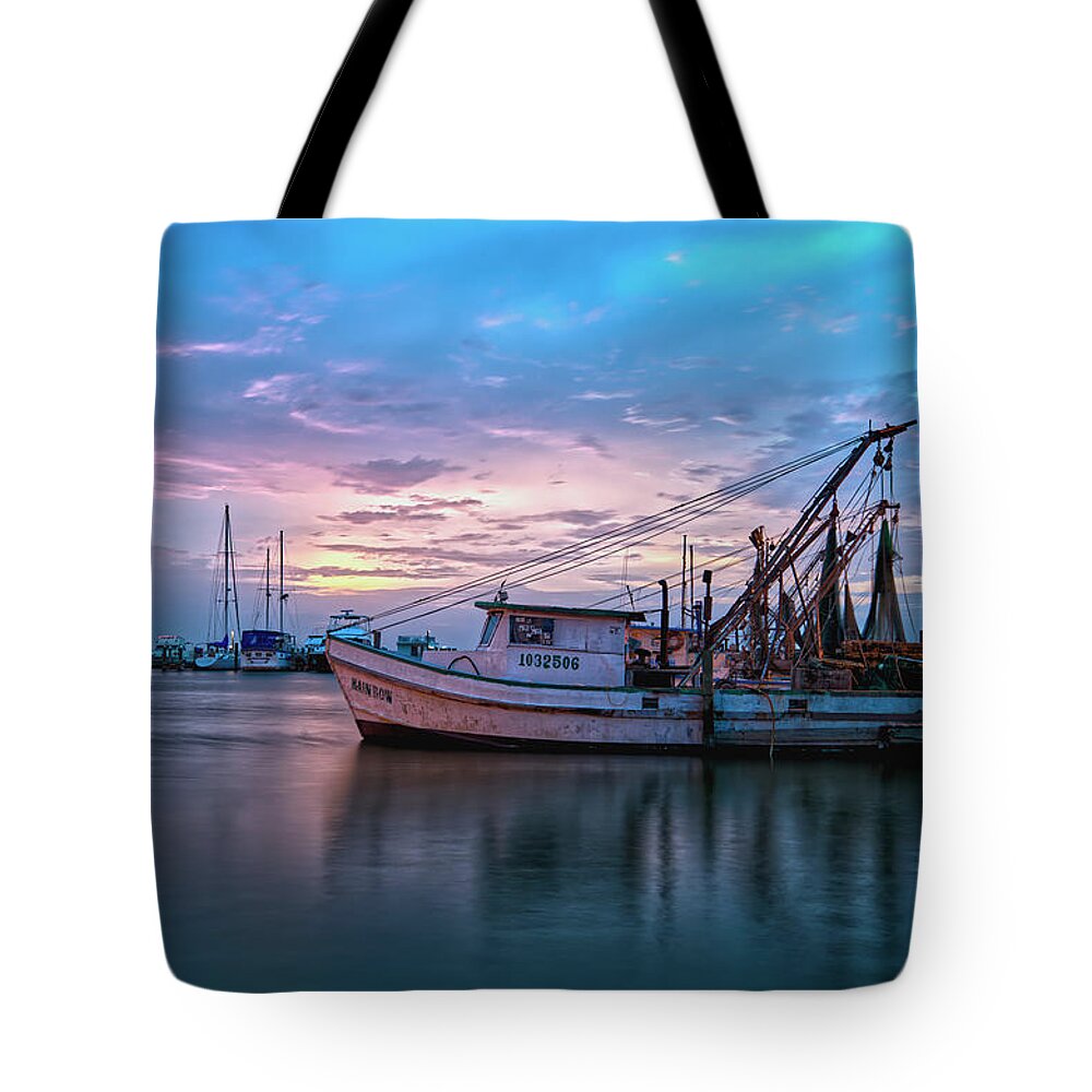 Shrimp Boat Tote Bag featuring the photograph Shrimp Boat Rainbow by Ty Husak