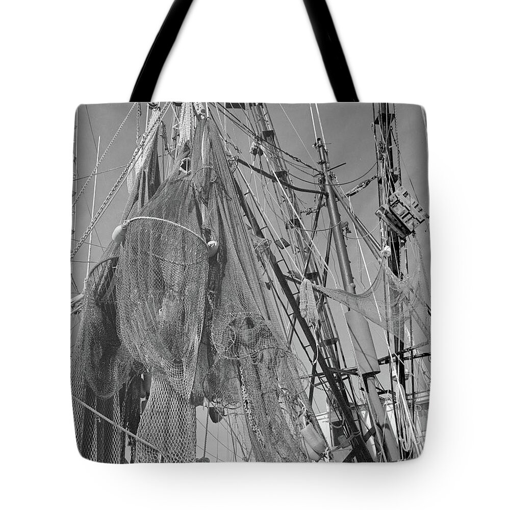Shrimp Boat Tote Bag featuring the photograph Shrimp Boat Rigging by John Simmons