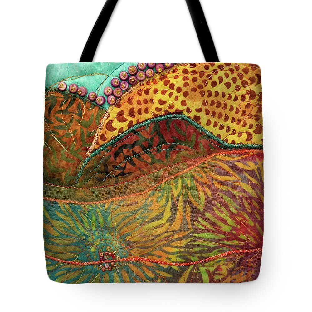 Shrine To Land And Sky Tote Bag featuring the mixed media Shrine to Land and Sky C by Vivian Aumond