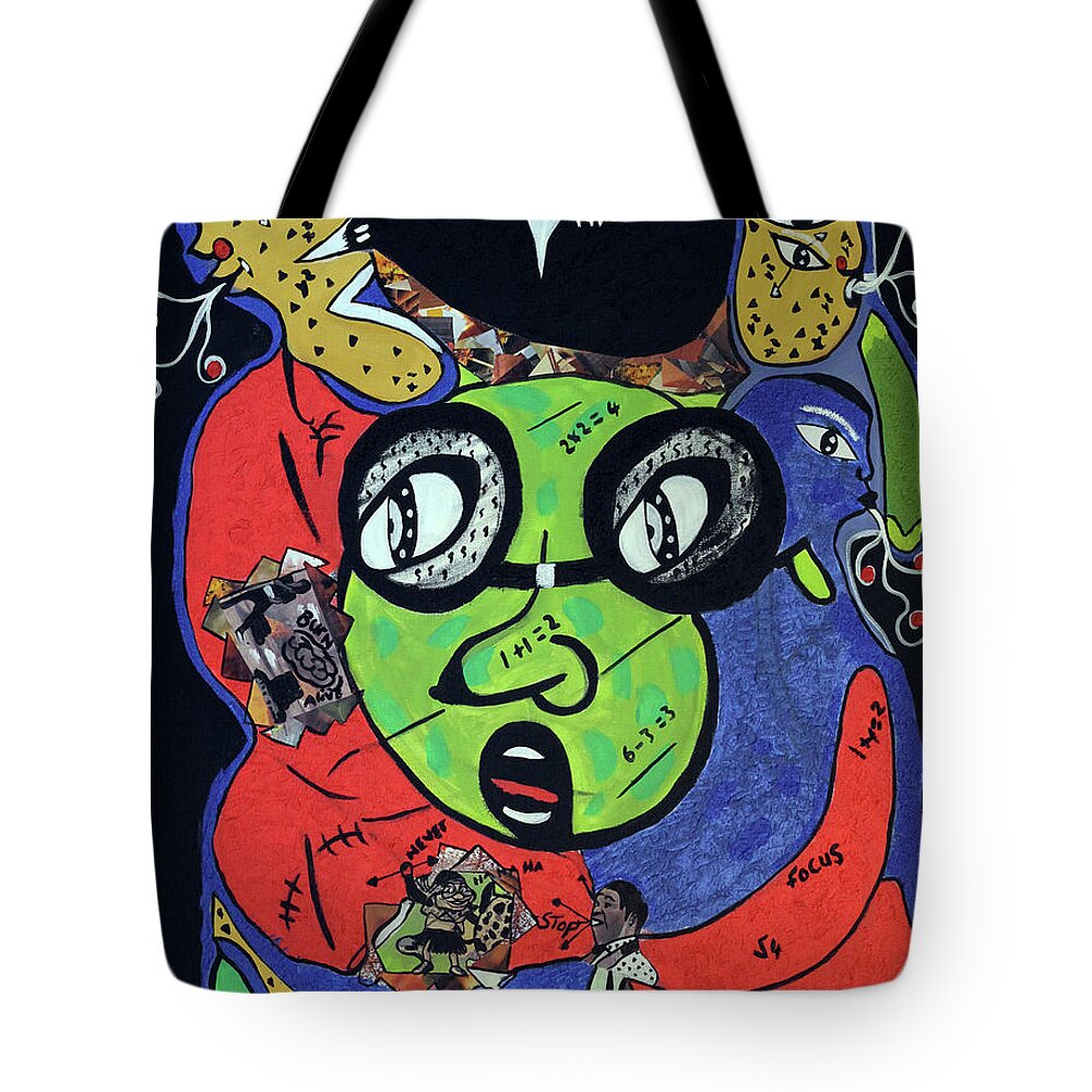 Soweto Tote Bag featuring the painting Watching You by Nkuly Sibeko