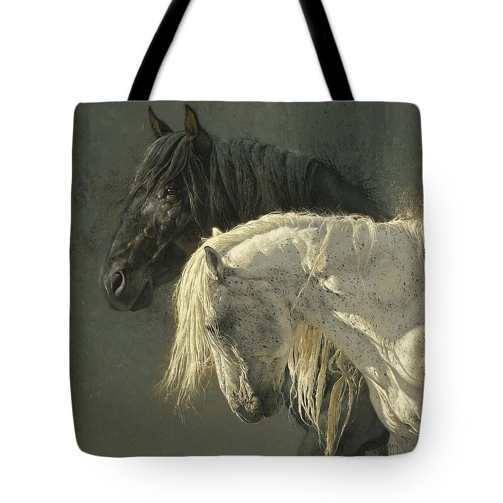 Horse Tote Bag featuring the painting Side by Side by Greg Beecham