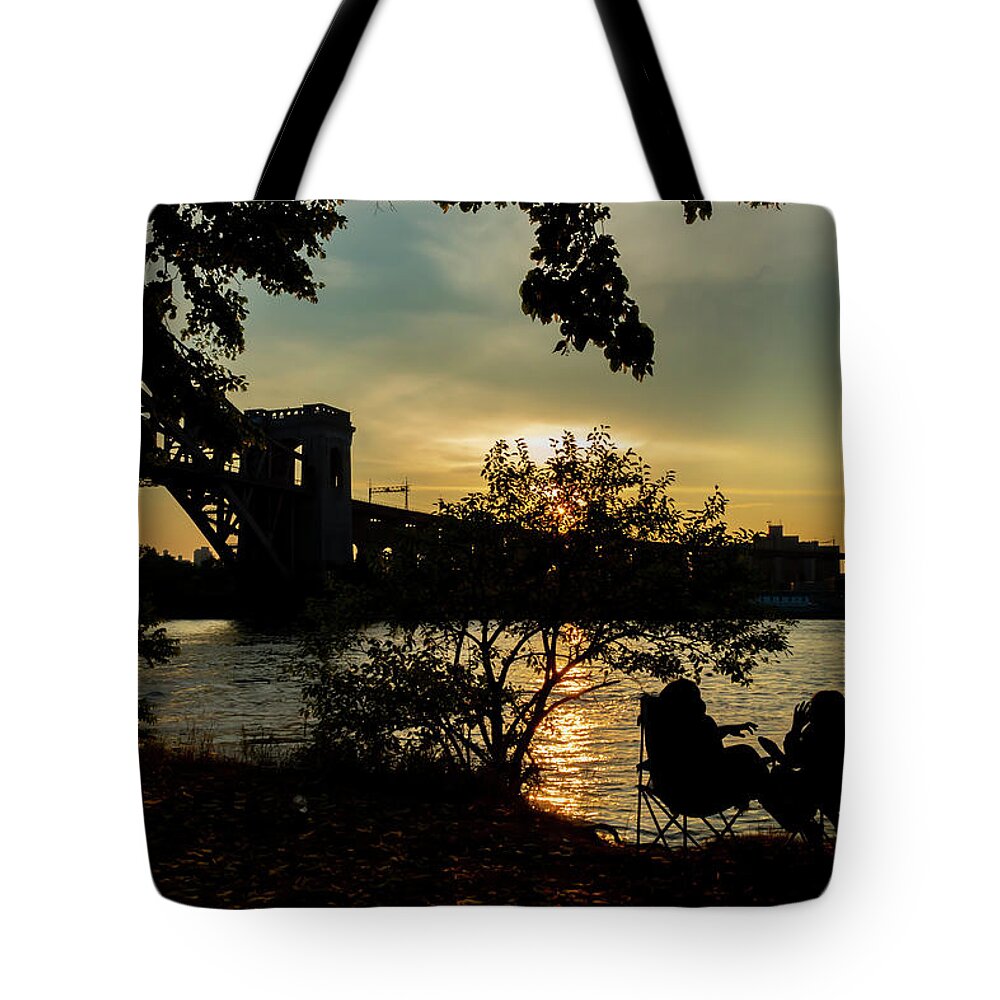 Silhouette Tote Bag featuring the photograph Silhouette Socializing by Cate Franklyn