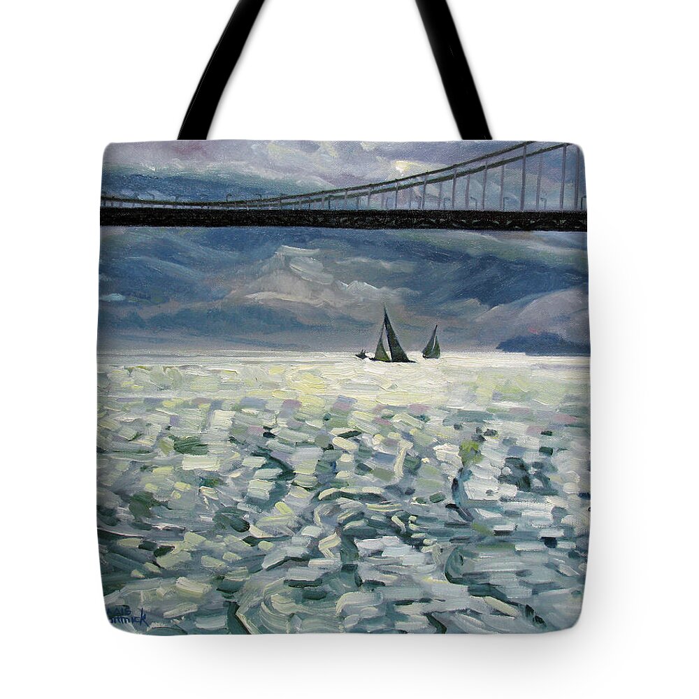Golden Gate Tote Bag featuring the painting Silhouettes by John McCormick