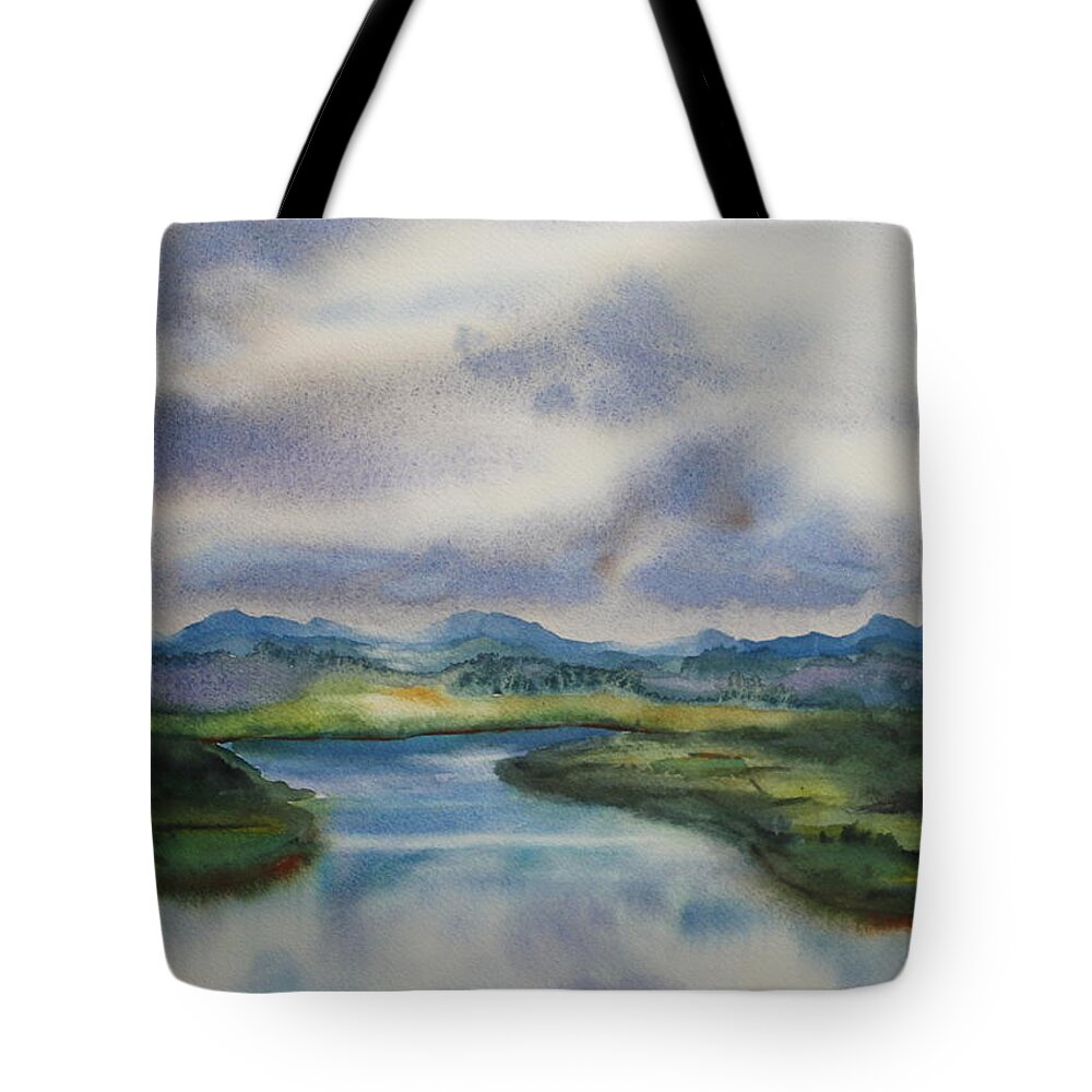 Landscape Tote Bag featuring the painting Silver Day by Ruth Kamenev