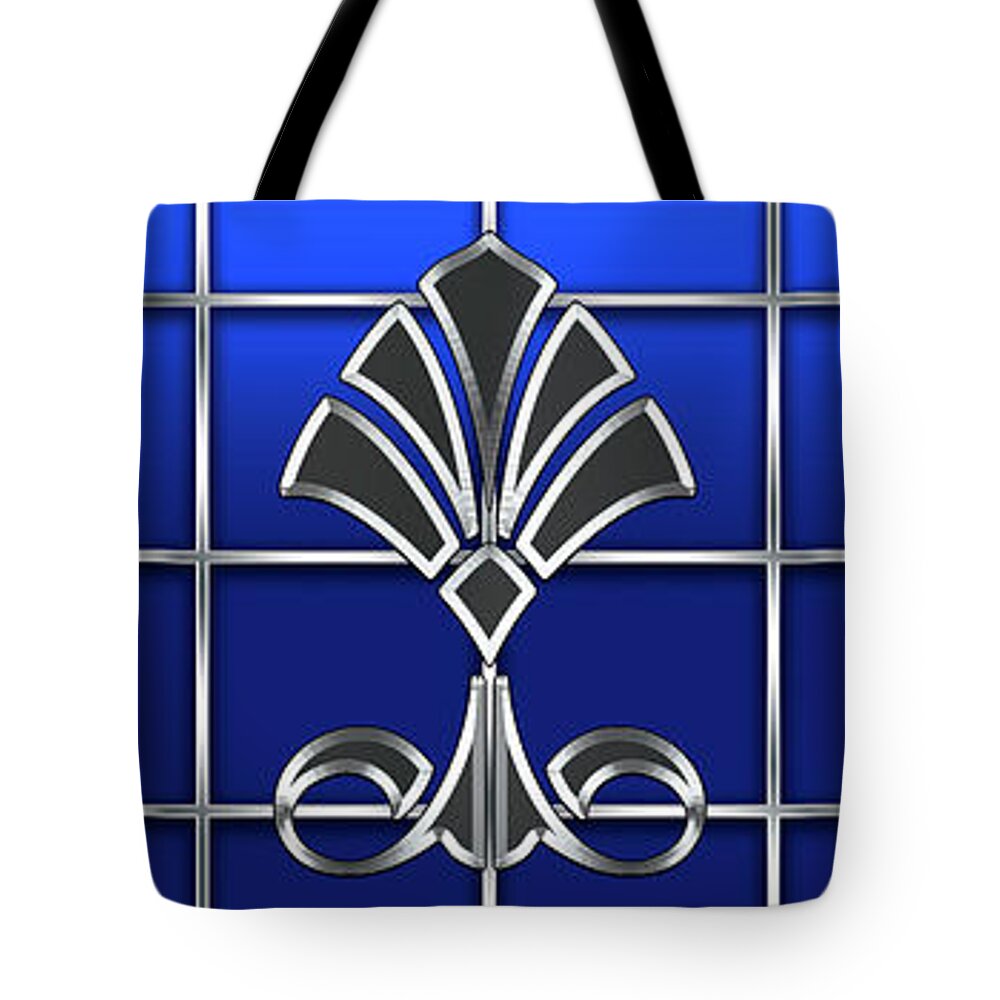 Silver Tote Bag featuring the digital art Silver Designs on Grid by Chuck Staley