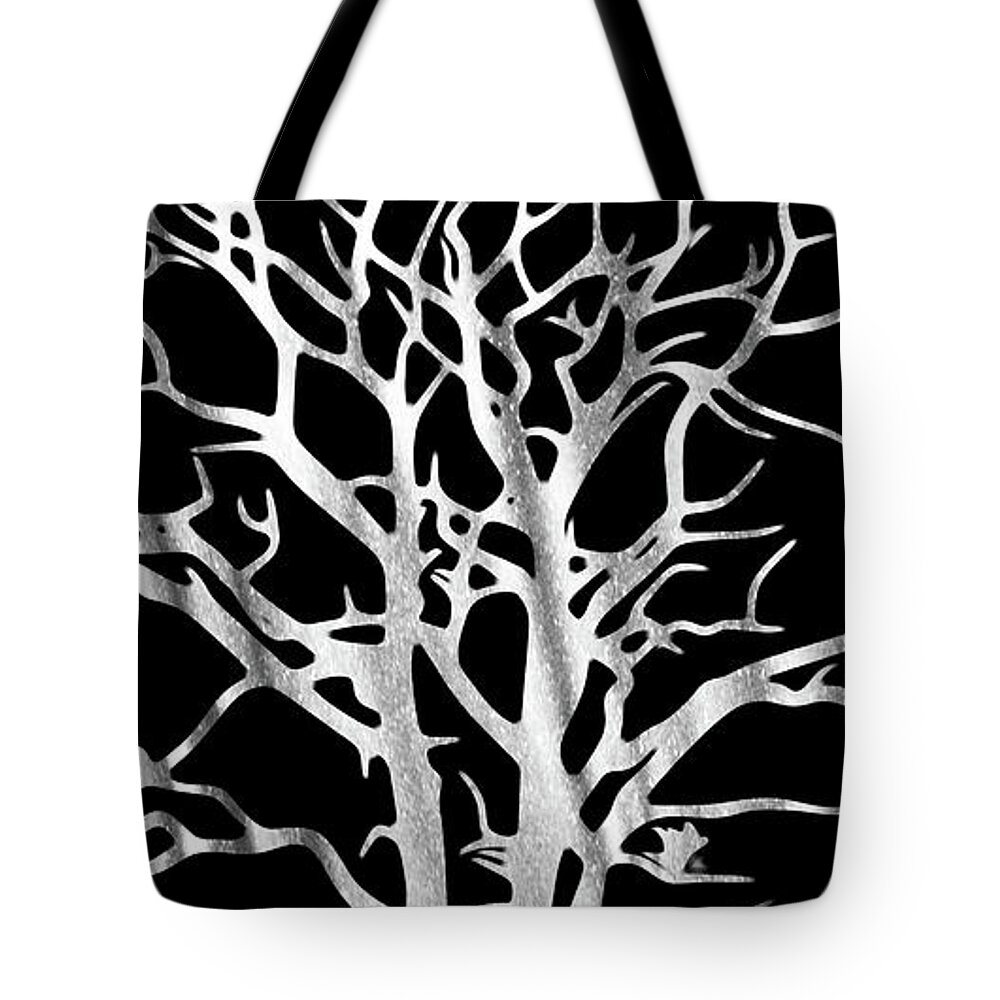 Tree Tote Bag featuring the digital art Silver Fall by Auranatura Art