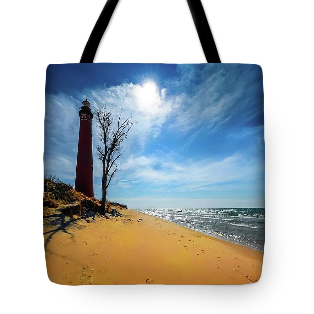 Northernmichigan Tote Bag featuring the photograph Silver Lake Lighthouse..... IMG_8835 HRes by Michael Thomas
