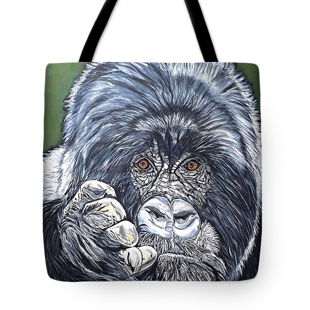  Tote Bag featuring the painting Silverback Gorilla-Gentle Giant by Bill Manson